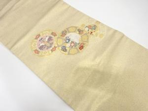 絵皿に花鳥模様織り出し　名古屋帯
